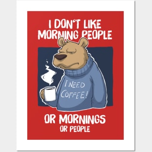 Morning Coffee Bear Grumpy v1 Posters and Art